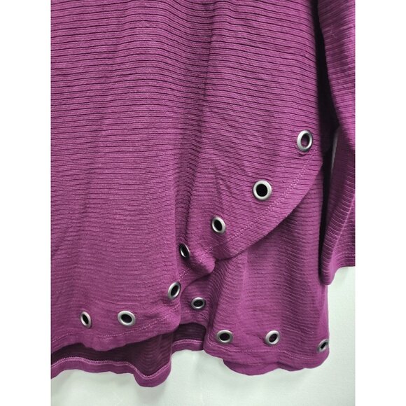 Multiples Tunic Top Womens Medium Artsy Purple Mock Neck Crossover Hem Casual - Picture 3 of 11